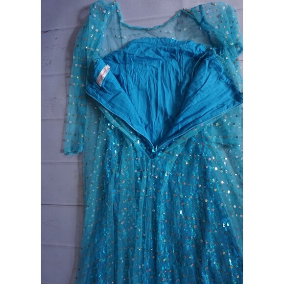 Jerris Frozen Elsa Girls Blue Sequin Princess Dress – Size 150 (US Girls 10-12) - Picture 7 of 7